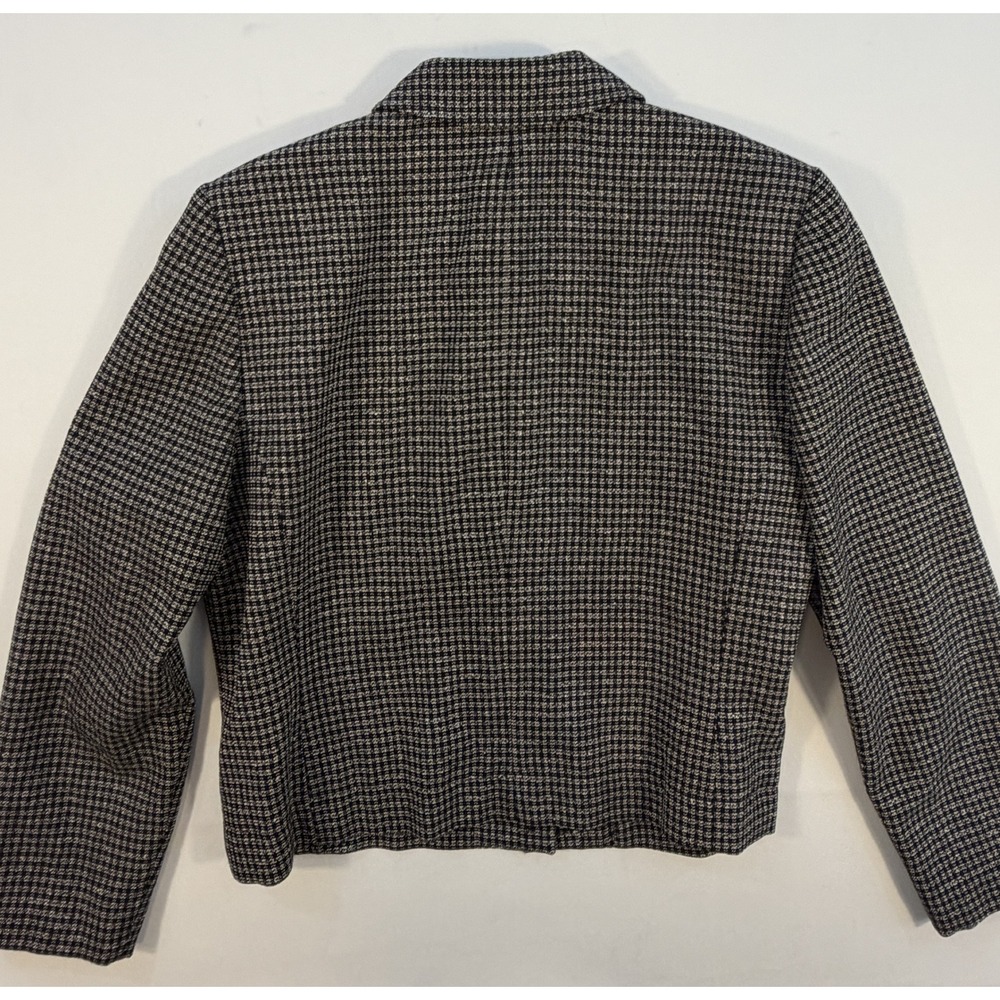 Pendleton Vintage Knockabouts Jacket Womens 10 Black White Wool Zip Micro-check - Picture 2 of 11